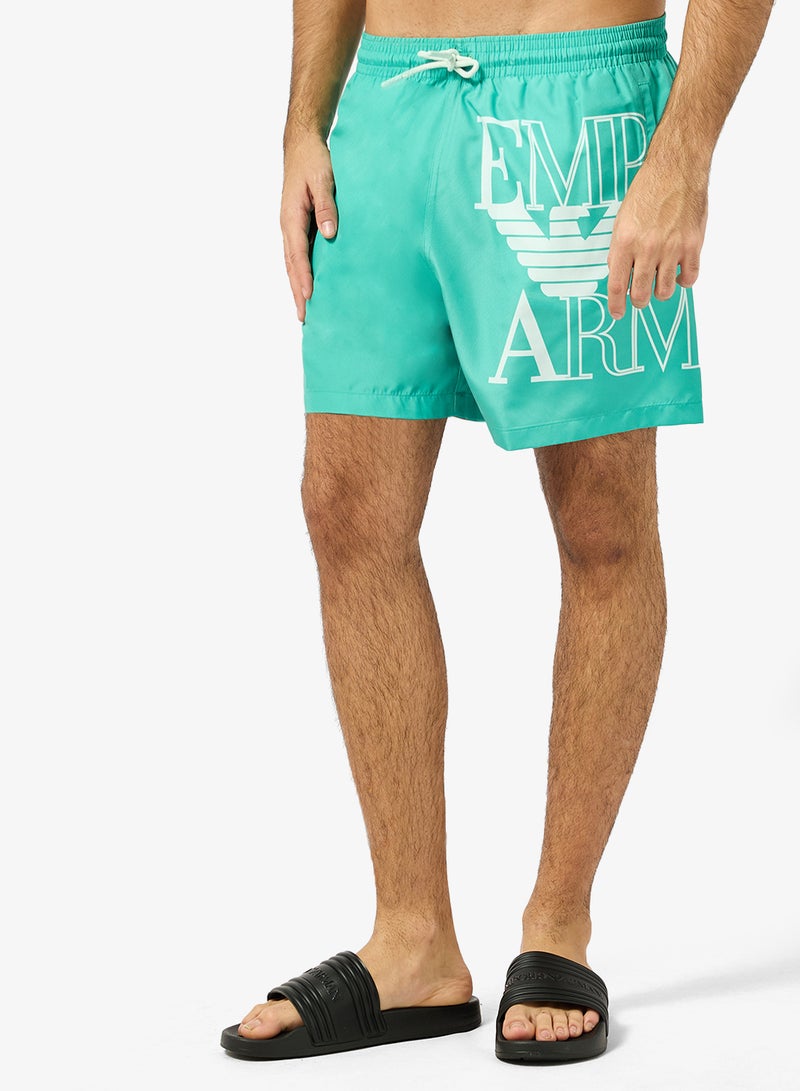 EMPORIO ARMANI Graphic Drawstring Swim Shorts - Image 1